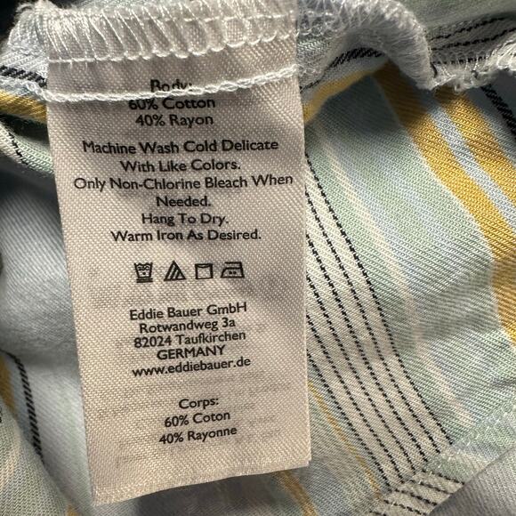 Eddie Bauer Light Blue Striped Soft Cotton Casual Button Down Size M - Picture 6 of 9